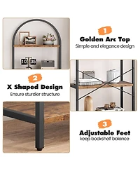 gaomon Bookshelf Tall Bookcase Arched Standing Bookshelves