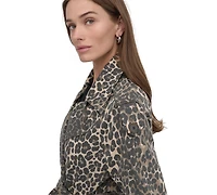 Dkny Petite Cotton Belted Notched-Collar Trench Coat