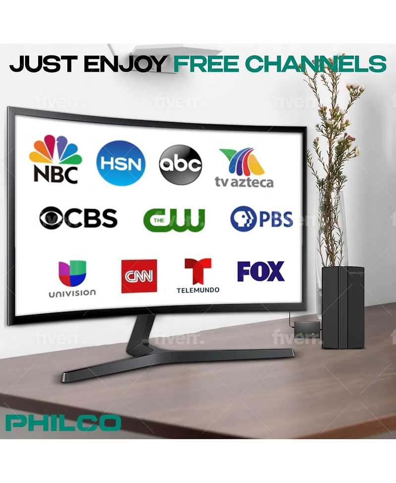 Philco Hdtv 4K Antenna with Amplifier, Indoor/Outdoor, Supports Uhf/Vhf, Free Digital Local Channels