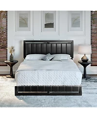 Boyd Sleep Belle Upholstered Platform Bed with Headboard, Mattress Foundation with Strong 14 Wood Slat Supports