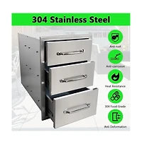 gaomon Outdoor Kitchen Drawer, 3-Layers Stainless Steel 14"x20.5"x23" Enclosed Built-in Flush Mount Outdoor Kitchen Access Drawer, Bbq Island for Outd