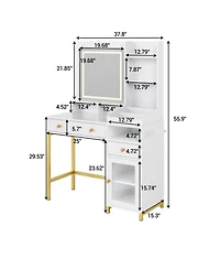gaomon Vanity Desk with Mirror & 3 Color Led Lighted