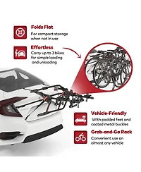 Yakima HangOut Car Trunk Compact Foldable 3 Bicycle Mount Rack Carrier, Black