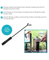 Steel Camp Fire Pit or Fireplace Log Poker Stick Tool with Heat-Resistant Handle - 16"
