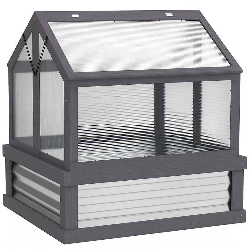 Outsunny Raised Garden Bed with Wooden Cold Frame