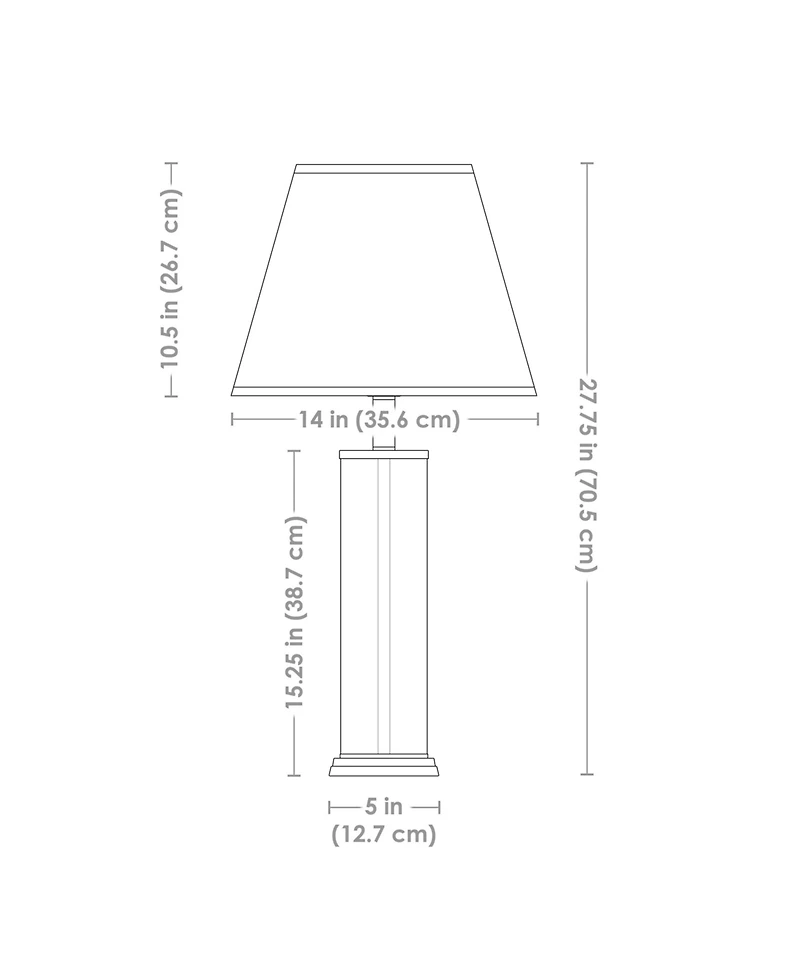 27.75" H Glass Cylinder Table Lamp Set of 2 with Shade
