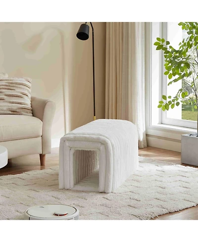 Pet-Friendly Ottoman Storage Bench with Arch Hollow Design, Multi-Functional for Living Room, Bedroom & Entryway-The Pop Home