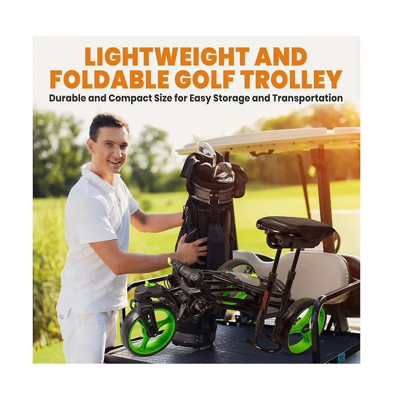 Jovial Foldable 3-Wheel Golf Push Cart with Scorecard Holder
