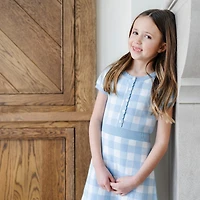 Hope & Henry Toddler Girls Short Sleeve Button Front Sweater Dress
