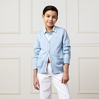 Hope & Henry Boys' Organic Long Sleeve Tipped Cardigan Sweater, Kids