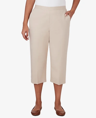 Alfred Dunner Women's Classic Twill Denim Split Hem Capri Jeans