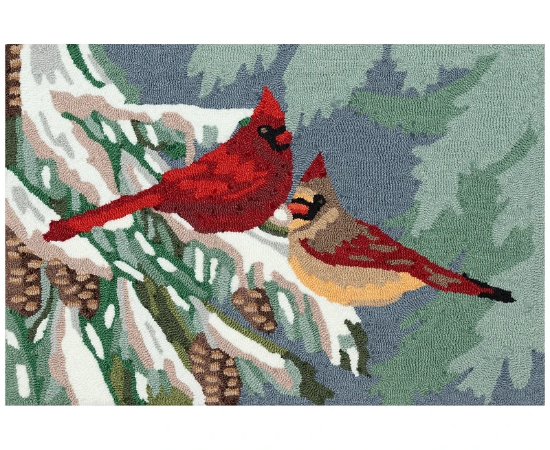 Liora Manne' Frontporch Cardinal Christmas Day 1'8"x2'6" Area Rug