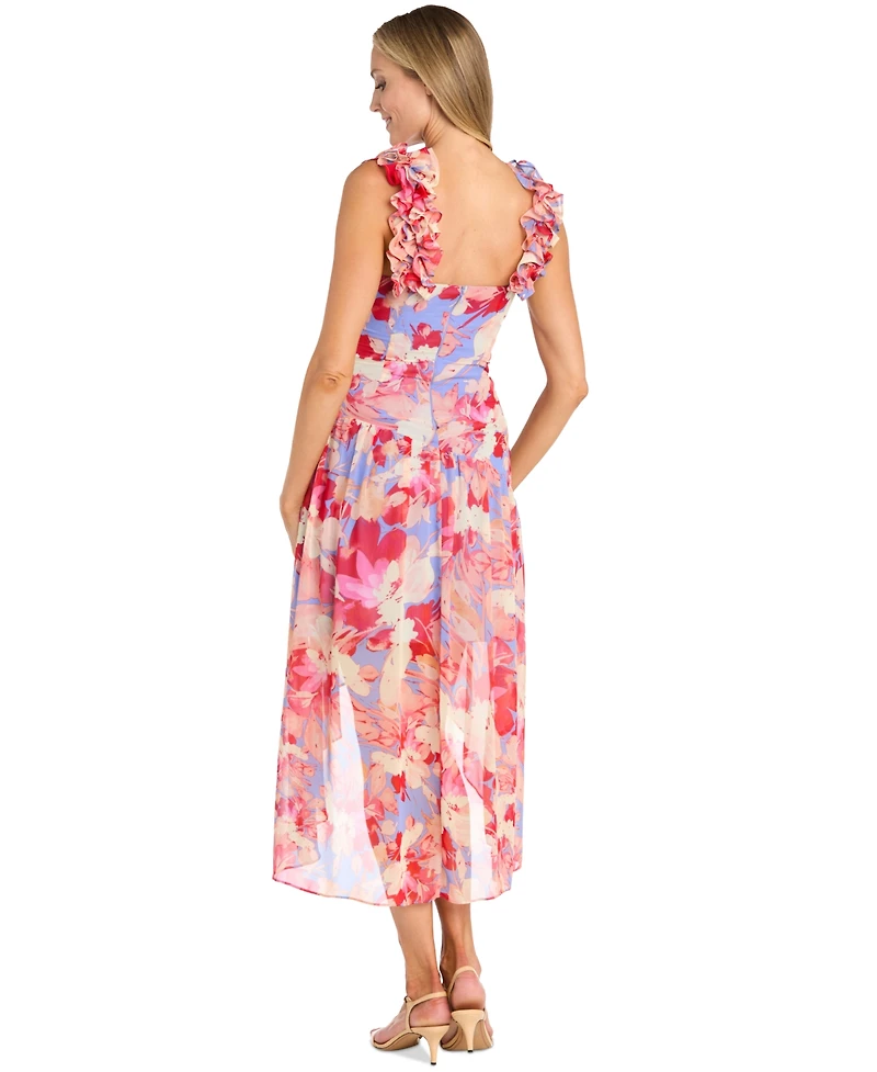 R & M Richards Women's Printed Chiffon Midi Dress