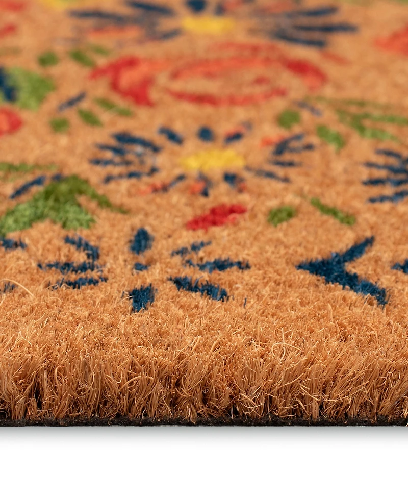 Liora Manne' Natura Block Print Flowers 1'6"x2'6" Area Rug
