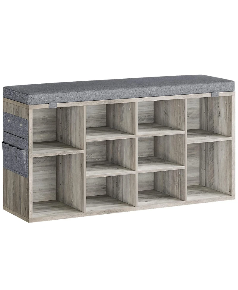 gaomon 41 Inches Entryway Shoe Storage Cabinet Bench with 10 Cubbies,Shoe Rack with Cushion
