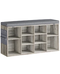 gaomon 41 Inches Entryway Shoe Storage Cabinet Bench with 10 Cubbies,Shoe Rack with Cushion