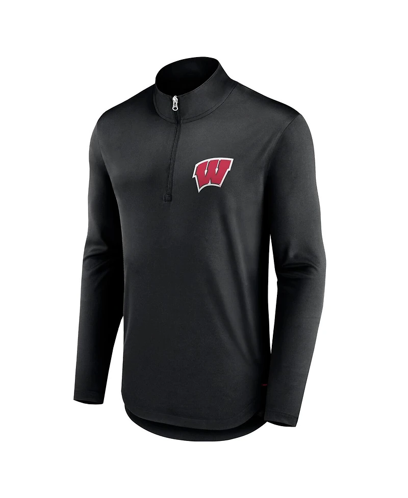 Fanatics Men's Black Wisconsin Badgers Tough Minded Quarter-Zip Top