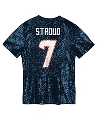 Outerstuff Big Girls C.j. Stroud Navy Houston Texans Sequin V-Neck Fashion Jersey