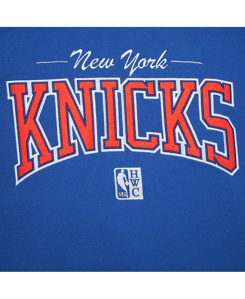 Mitchell & Ness Men's Blue New York Knicks Hardwood Classics There Back 2.0 Vintage Pullover Sweatshirt