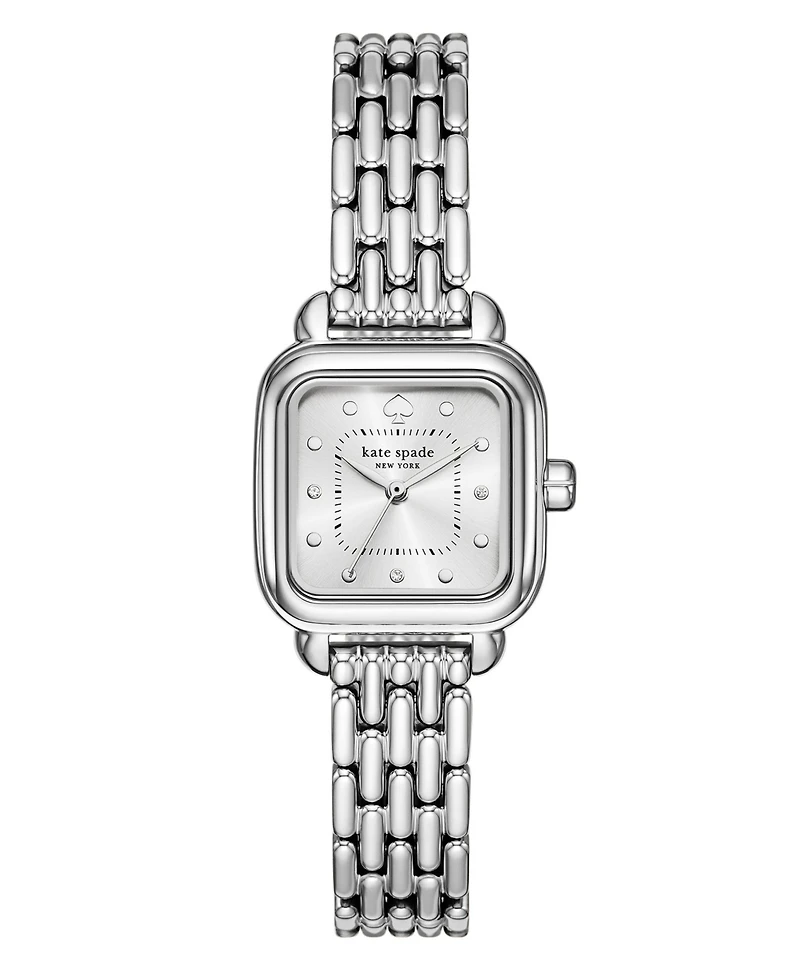 Kate Spade New York Women's Gracie Square Three-Hand Silver-Tone Stainless Steel Watch, 25mm