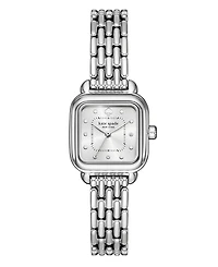 Kate Spade New York Women's Gracie Square Three-Hand Silver-Tone Stainless Steel Watch, 25mm