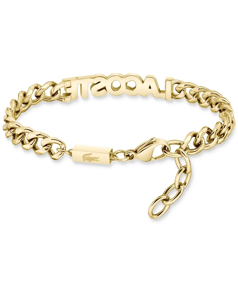 Lacoste Gold-Tone Green Logo Script Chain Bracelet