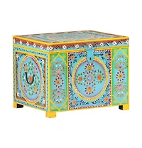 Hand Painted Storage Box x 19.7"x15.7"x15.7" Solid Mango Wood