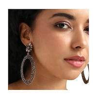 Maxi Daisy Intricate Oval Drop Earrings