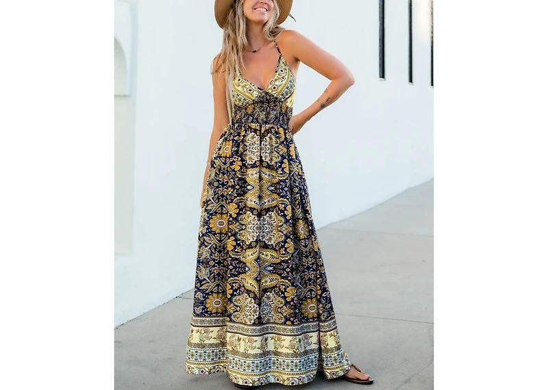 Cupshe Women's Mixed Paisley Boho Maxi Beach Dress