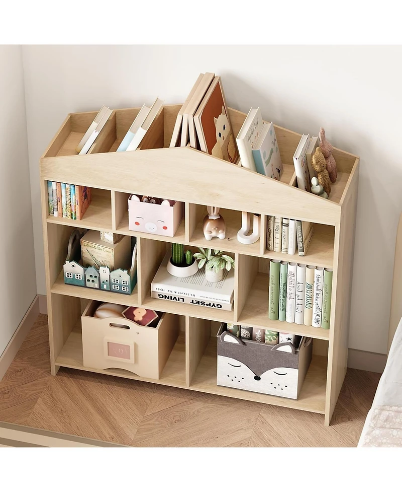 gaomon Toy Storage Organizer Kids Bookshelf with 9 Storage Cubbies Dollhouse Bookcase