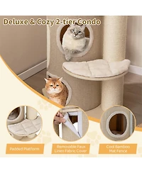 Gymax 61'' Cat Tree for Indoor Cats w/ 2-stoery Condo Top Perch Sisal Scratching Posts