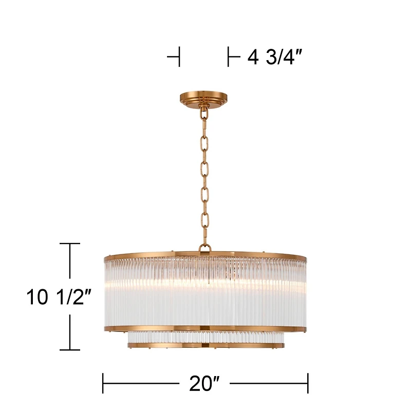 Possini Euro Design Warren 20" Modern Pendant Ceiling Light Fixture Dining Room Over Table Drum 6-Light Golden Bronze Finish