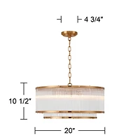 Possini Euro Design Warren 20" Modern Pendant Ceiling Light Fixture Dining Room Over Table Drum 6-Light Golden Bronze Finish