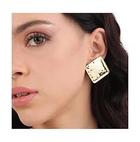 Dented Minimal Square Stud Earrings