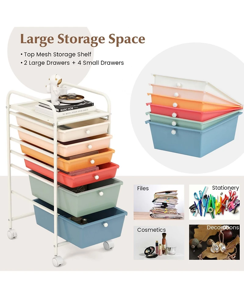 6 Drawer Rolling Storage Cart Scrapbook Paper Office Organizer