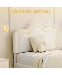 gaomon Twin Upholstered Bed Frame with Adjustable Headboard & Smart Led with drawer