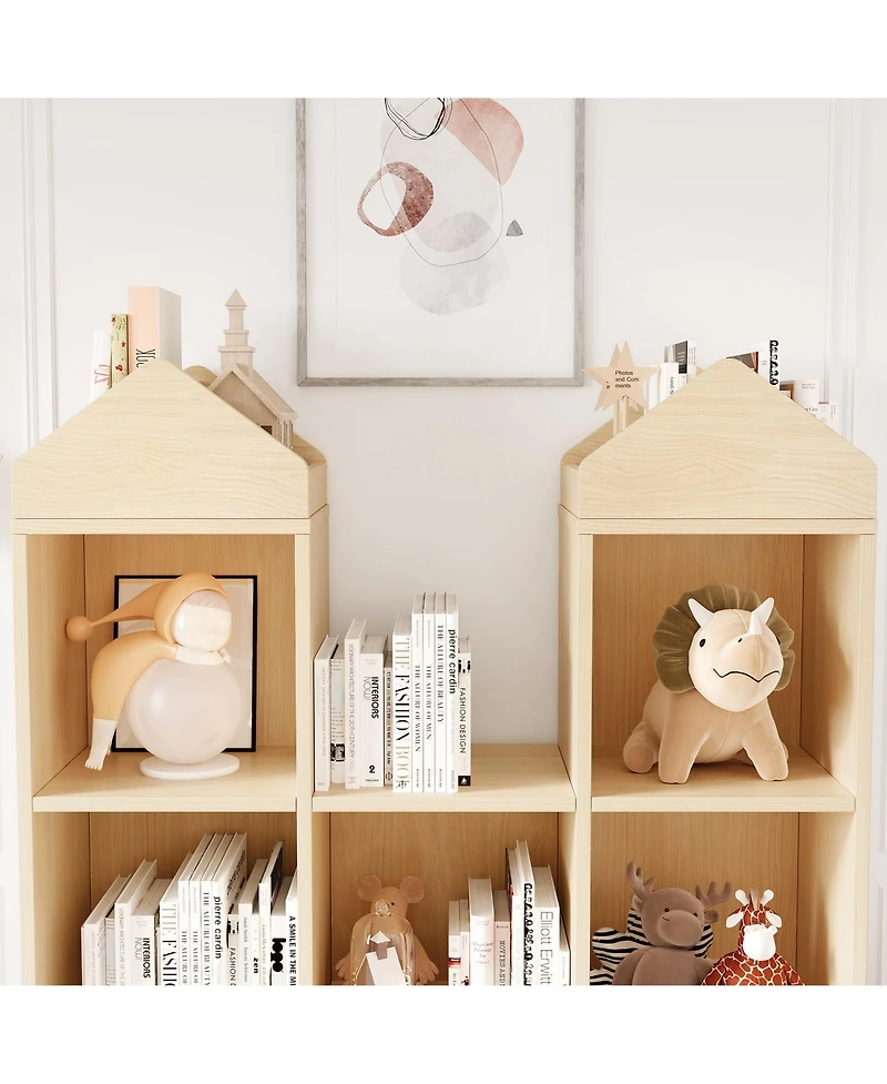 gaomon Wooden Kids Bookcase Toy Storage Organizer Bookshelf Toddlers Playhouse Cabinet Shelf Cubby Storage Toy Shelf