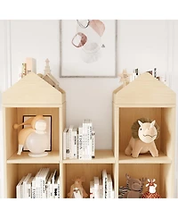 gaomon Wooden Kids Bookcase Toy Storage Organizer Bookshelf Toddlers Playhouse Cabinet Shelf Cubby Storage Toy Shelf