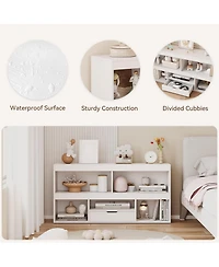 gaomon Wooden Kids Bookshelf and Toy Storage Organizer Kids Book Shelf with 5 Cubbies and 1 Drawer Kids Bookcase Kids Storage Cabinet for Playing Room