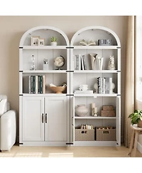 gaomon Bookcase with Doors Arched Bookshelf 71.65in Tall Bookcase Farmhouse Cabinet