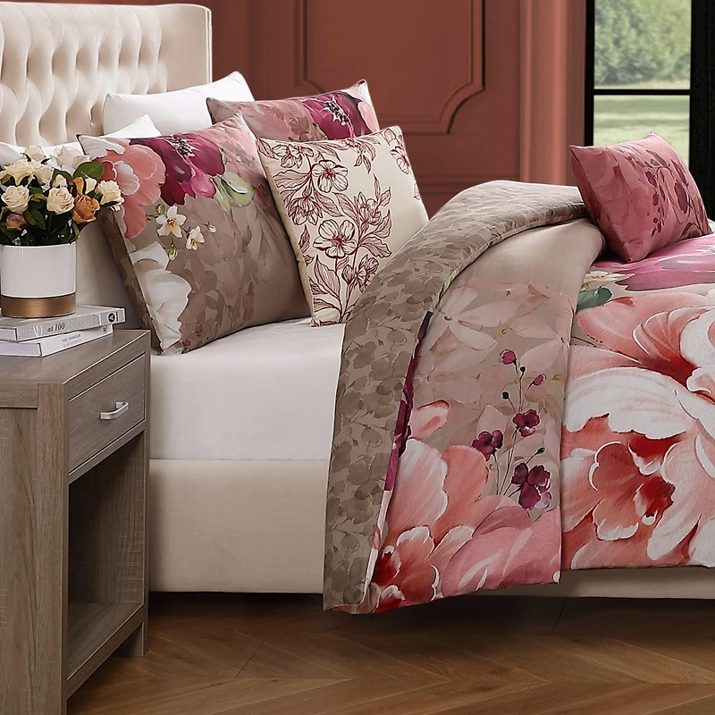 Bebejan Florence Bedding 220 Thread Count 100% Cotton 5 Piece Queen Size Reversible Comforter Set