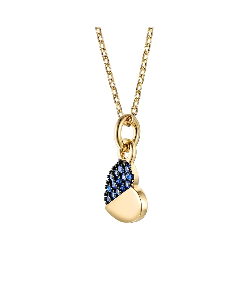 GiGiGirl Children's s 14k Yellow & Black Gold Plated with Red or Blue Cubic Zirconia Heart Pendant Necklace