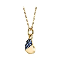 GiGiGirl Children's s 14k Yellow & Black Gold Plated with Red or Blue Cubic Zirconia Heart Pendant Necklace