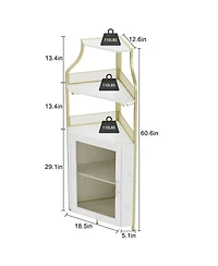 gaomon Corner Wine Bar Rack Cabinet with Detachable Wine Rack, Home Bar Cabinet with Barn Door and Adjustable Shelf