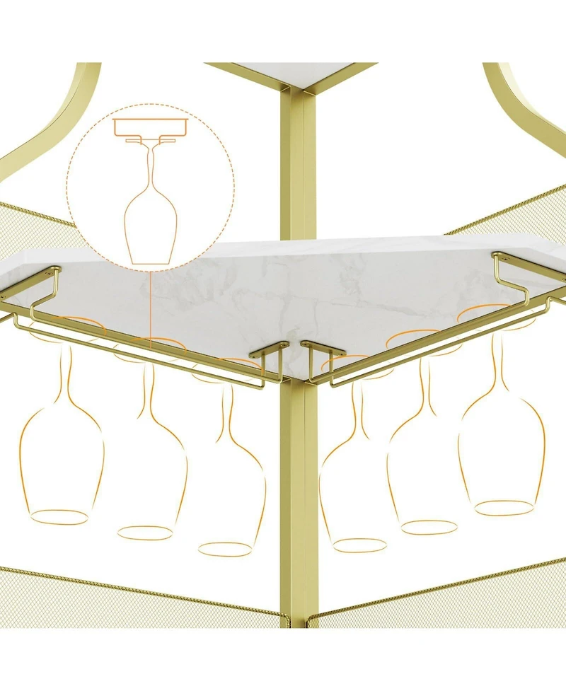 gaomon Corner Wine Bar Rack Cabinet with Detachable Wine Rack, Home Bar Cabinet with Barn Door and Adjustable Shelf