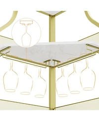 gaomon Corner Wine Bar Rack Cabinet with Detachable Wine Rack, Home Bar Cabinet with Barn Door and Adjustable Shelf