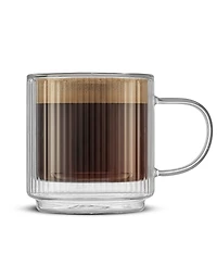 JoyJolt Haven Fluted Stackable Double Wall Glass Mugs, Set of 2