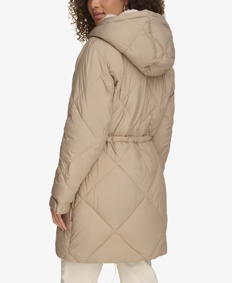 Levi's Women's Diamond Quilted Cinch Waist Parka Jacket