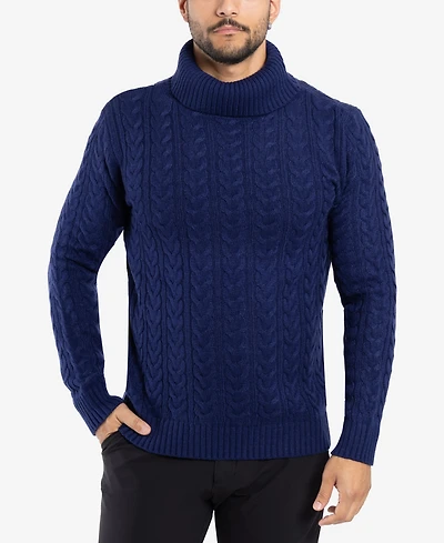 X-Ray Men's Cable Knit Roll Neck Sweater