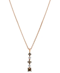Brown & White Diamond Vertical Drop Pendant Necklace (1/2 ct. t.w.) in 14k Rose Gold, 16" + 2" extender